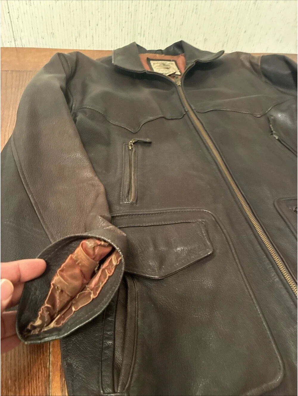 Banana Republic Leather Jacket Men’s M Military  Surplus Safari Vintage Rare